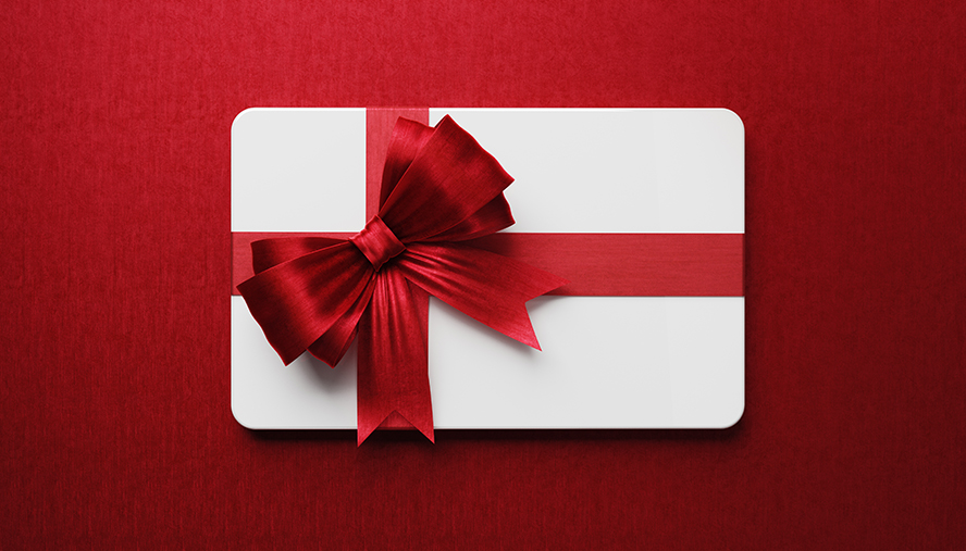 Gift card with a bow on it