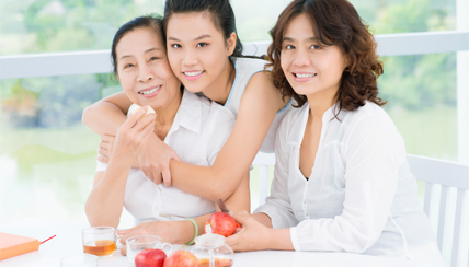 three women smiling