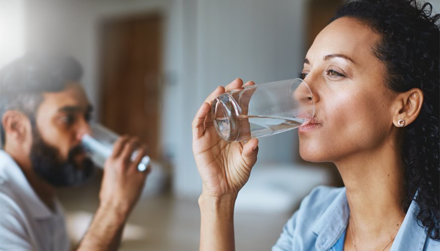 woman drinking water