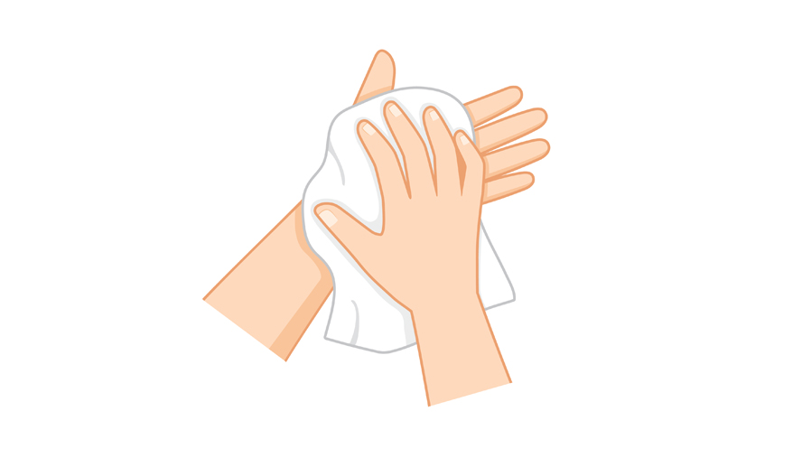 Dry hands with towel