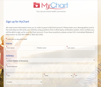 mychart login screen